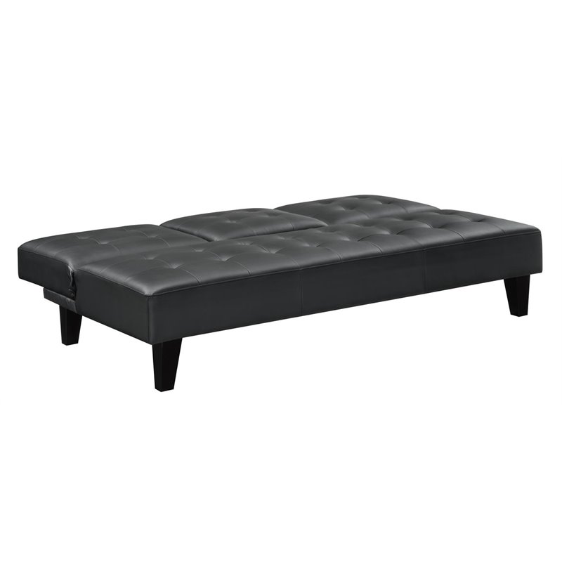 Pemberly Row Modern / Contemporary CupHolder Futon in Black Finish