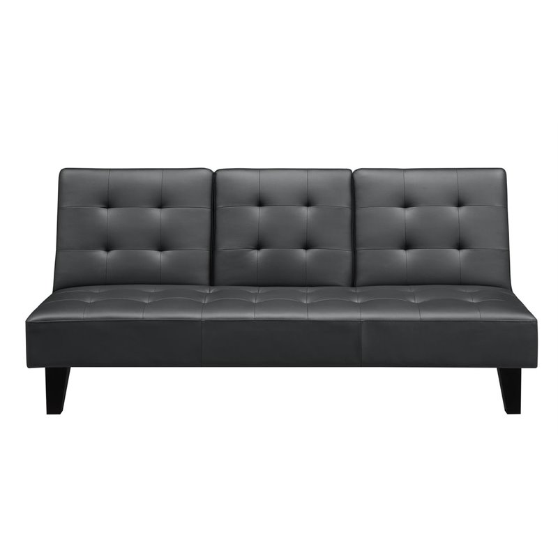 Pemberly Row Modern / Contemporary CupHolder Futon in Black Finish