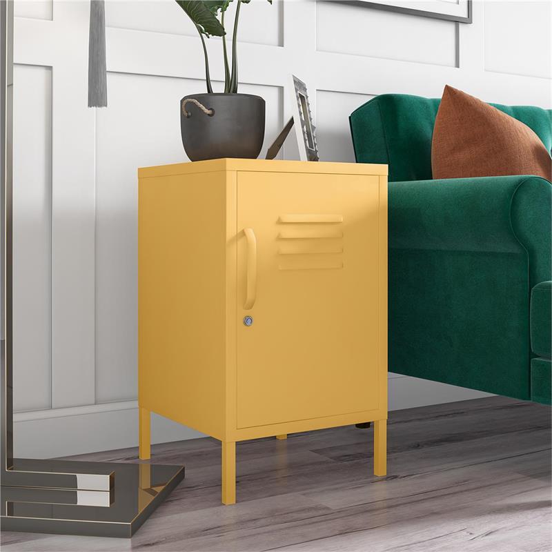 Pemberly Row Modern / Contemporary Metal Locker End Table in Yellow