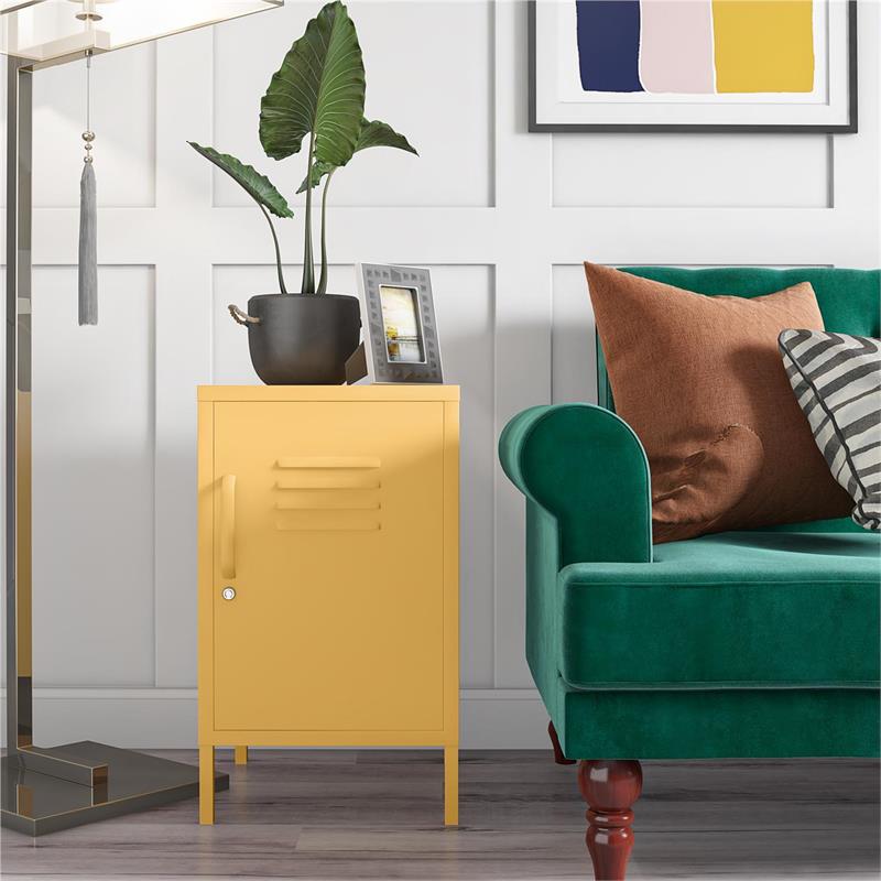 Pemberly Row Modern / Contemporary Metal Locker End Table in Yellow