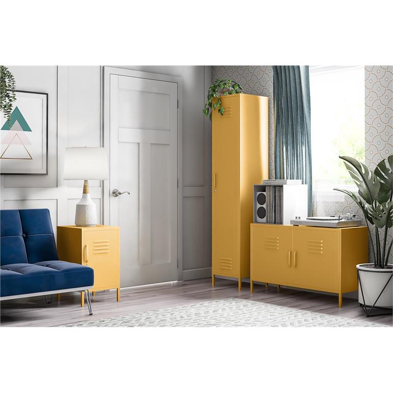 Pemberly Row Modern / Contemporary Metal Locker End Table in Yellow