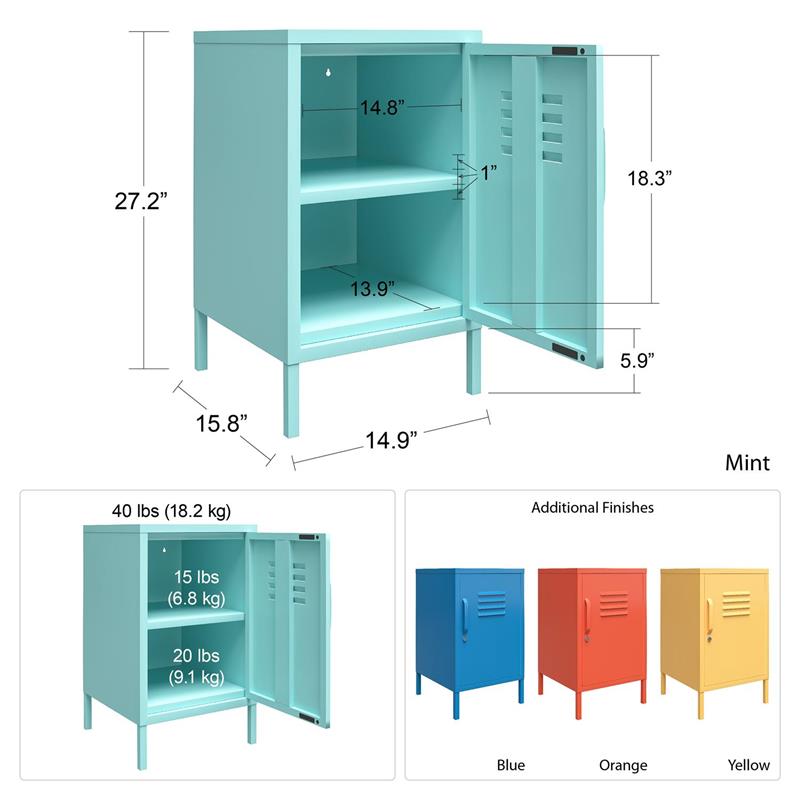 Pemberly Row Modern / Contemporary Metal Locker End Table in Yellow