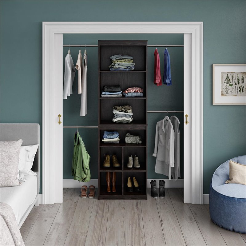 Pemberly Row Modern Closet Storage System in Espresso Finish