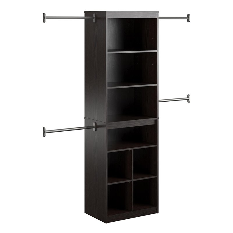 Pemberly Row Modern Closet Storage System in Espresso Finish