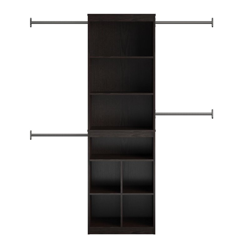 Pemberly Row Modern Closet Storage System in Espresso Finish