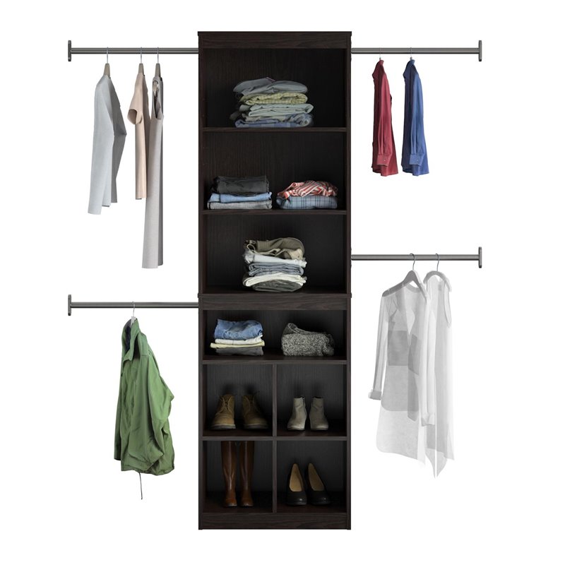 Pemberly Row Modern Closet Storage System in Espresso Finish