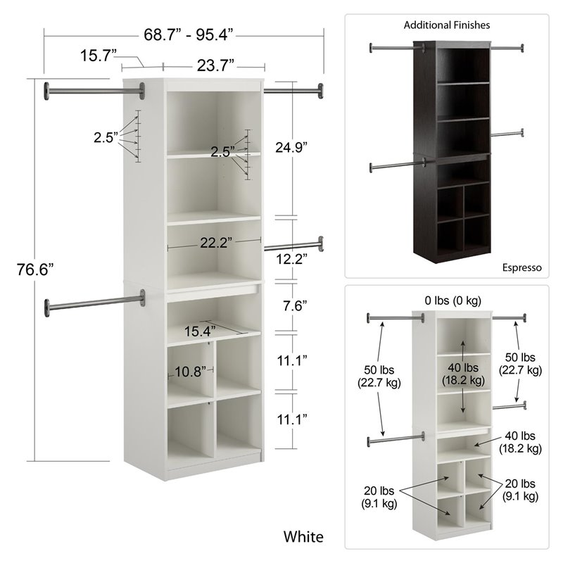 Pemberly Row Modern Closet Storage System in Espresso Finish