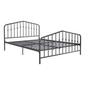 Pemberly Row Modern Queen Adjustable Metal Bed in Gray Finish