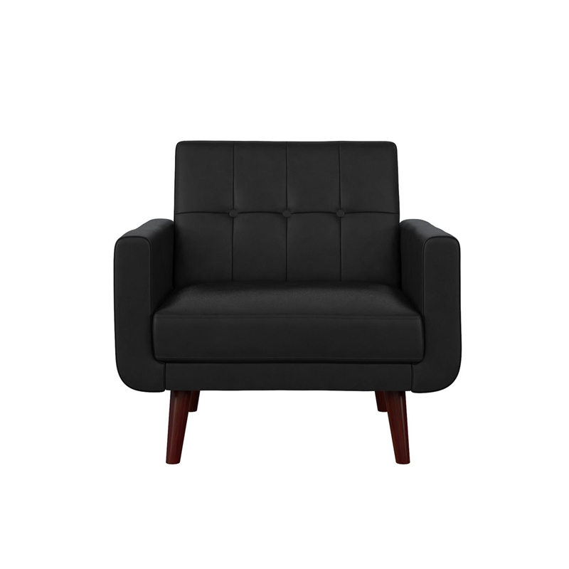 Pemberly Row Modern Modern Chair in Black Faux Leather Finish