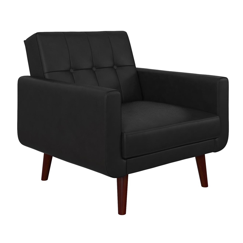 Pemberly Row Modern Modern Chair in Black Faux Leather Finish