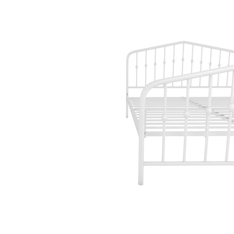 Pemberly Row Modern Queen Adjustable Metal Bed in White Finish