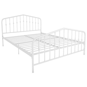 Pemberly Row Modern Queen Adjustable Metal Bed in White Finish
