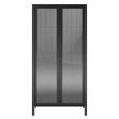 Pemberly Row Modern Tall 2 Door Storage Cabinet in Black Finish