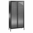 Pemberly Row Modern Tall 2 Door Storage Cabinet in Black Finish