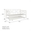 Pemberly Row Modern Twin Daybed with Trundle in White Metal Finish