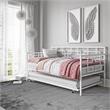 Pemberly Row Modern Twin Daybed with Trundle in White Metal Finish