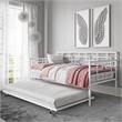 Pemberly Row Modern Twin Daybed with Trundle in White Metal Finish
