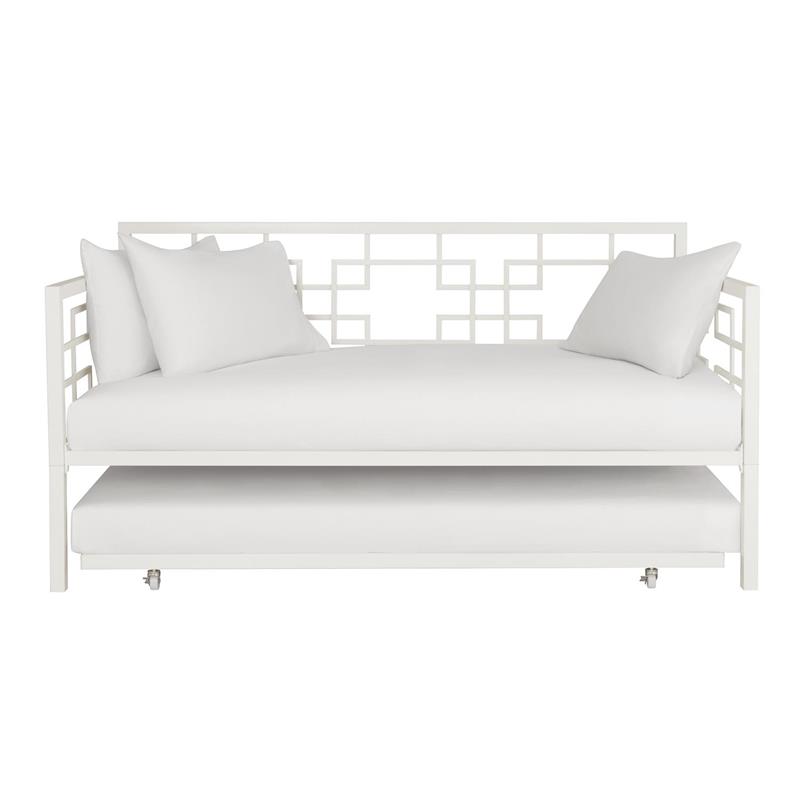 Pemberly Row Modern Twin Daybed with Trundle in White Metal Finish