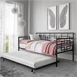 Pemberly Row Modern Twin Daybed with Trundle in Black Metal Finish