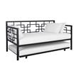 Pemberly Row Modern Twin Daybed with Trundle in Black Metal Finish