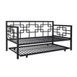 Pemberly Row Modern Twin Daybed with Trundle in Black Metal Finish