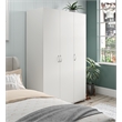 Pemberly Row Modern 3 Door Wardrobe with Clothing Rod in White