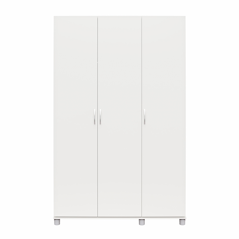 Pemberly Row Modern 3 Door Wardrobe with Clothing Rod in White