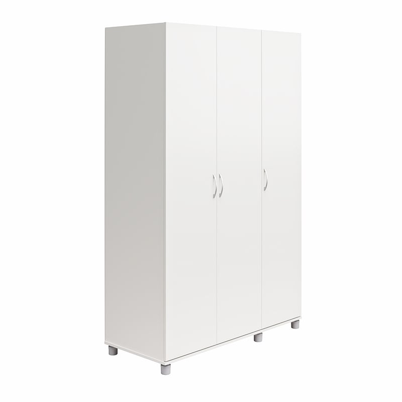Pemberly Row Modern 3 Door Wardrobe with Clothing Rod in White