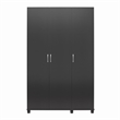 Pemberly Row Modern 3 Door Wardrobe with Clothing Rod in Black
