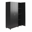 Pemberly Row Modern 3 Door Wardrobe with Clothing Rod in Black