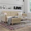 Pemberly Row Modern Reversible Sectional/Futon in Ivory Velvet