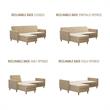 Pemberly Row Modern Reversible Sectional/Futon in Ivory Velvet