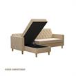 Pemberly Row Modern Reversible Sectional/Futon in Ivory Velvet