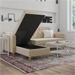 Pemberly Row Modern Reversible Sectional/Futon in Ivory Velvet