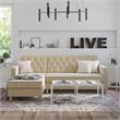Pemberly Row Modern Reversible Sectional/Futon in Ivory Velvet