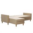 Pemberly Row Modern Reversible Sectional/Futon in Ivory Velvet