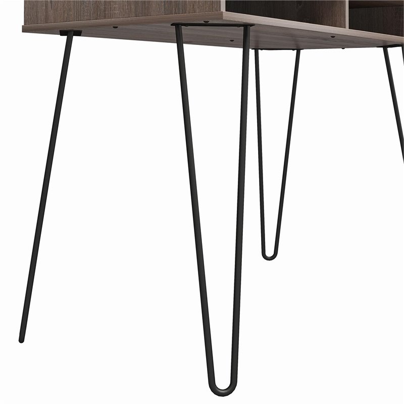 Pemberly Row Modern Computer Desk with Storage in Weathered Oak