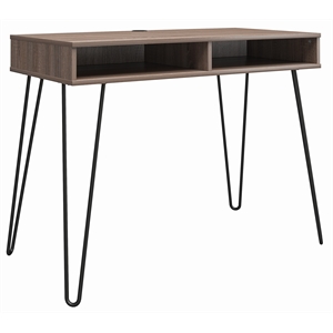 Pemberly Row Modern Computer Desk with Storage in Weathered Oak