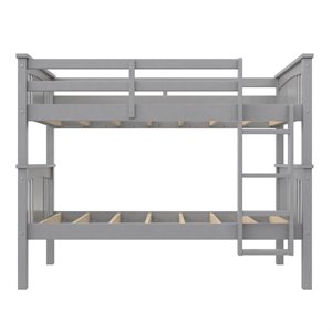 Pemberly Row Modern Twin Over Twin Wood Bunk Bed for Kids in Gray