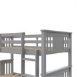 Pemberly Row Modern Twin Over Twin Wood Bunk Bed for Kids in Gray