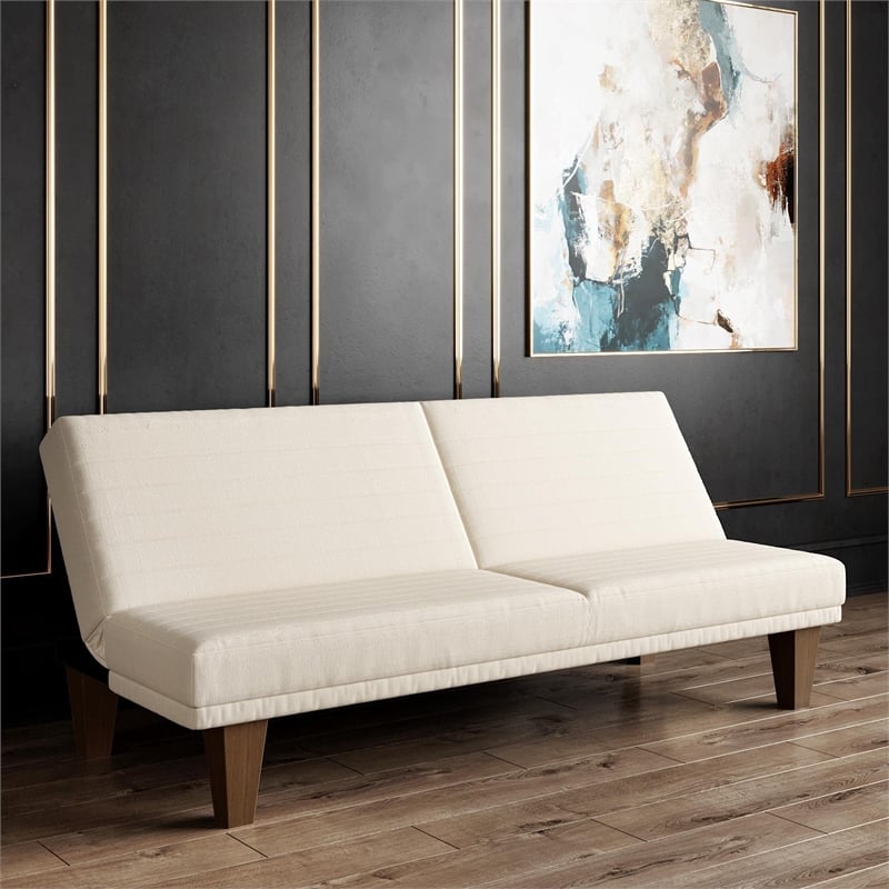 Pemberly Row Upholstered Convertible Sofa in Tan Mircrofiber