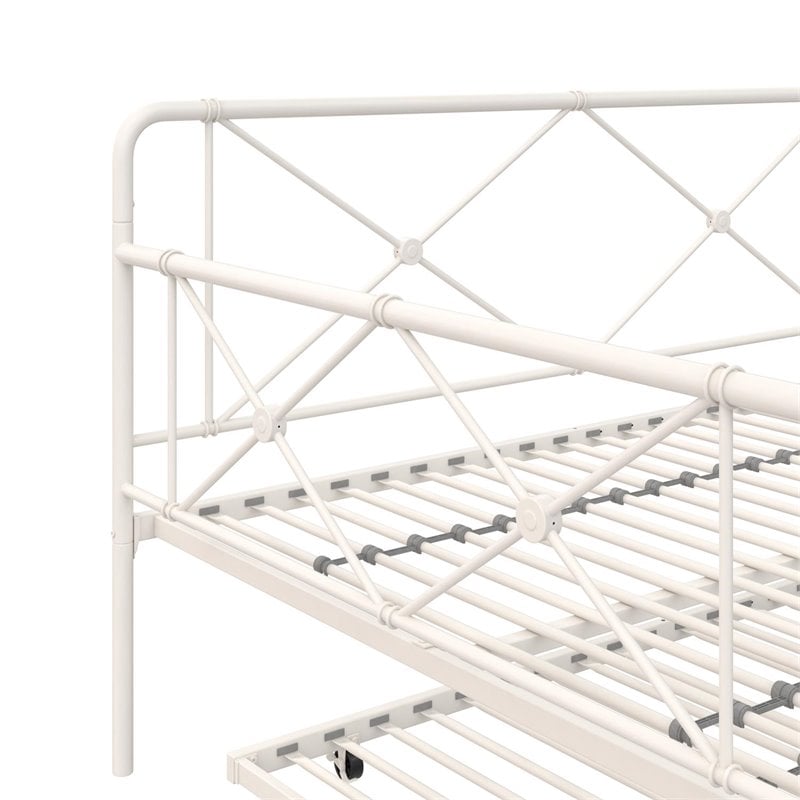 Pemberly Row Metal Farmhouse Daybed with Trundle Full in White