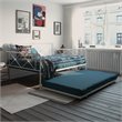 Pemberly Row Metal Farmhouse Daybed with Trundle Full in White