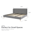 Pemberly Row Upholstered Wingback Bed Frame King Light Gray Velvet