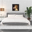 Pemberly Row Upholstered Wingback Bed Frame King Light Gray Velvet