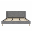 Pemberly Row Upholstered Wingback Bed Frame King Light Gray Velvet