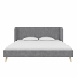 Pemberly Row Upholstered Wingback Bed Frame King Light Gray Velvet