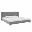 Pemberly Row Upholstered Wingback Bed Frame King Light Gray Velvet