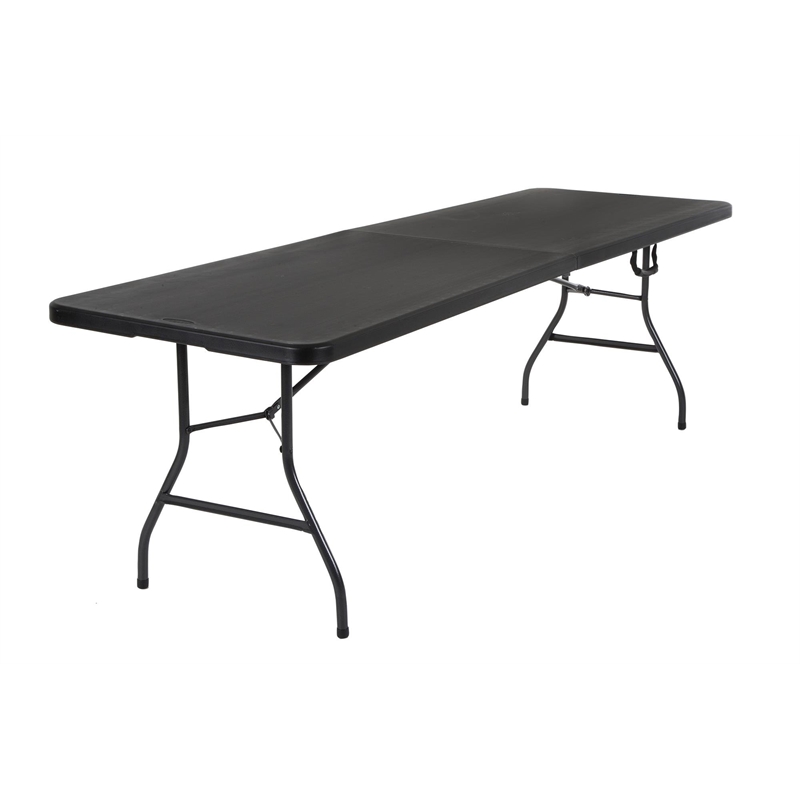 Pemberly Row 8' x 30'' Fold-in-Half Blow Molded Folding Table in Black