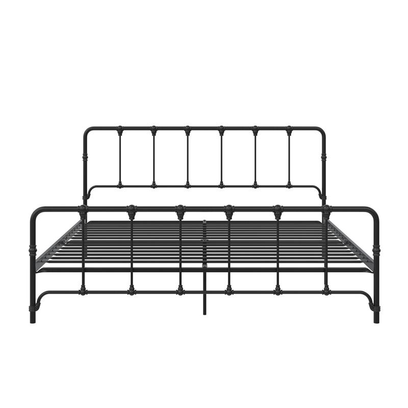 Pemberly Row Farmhouse Metal Bed Under Bed Storage King Bed Frame in Black